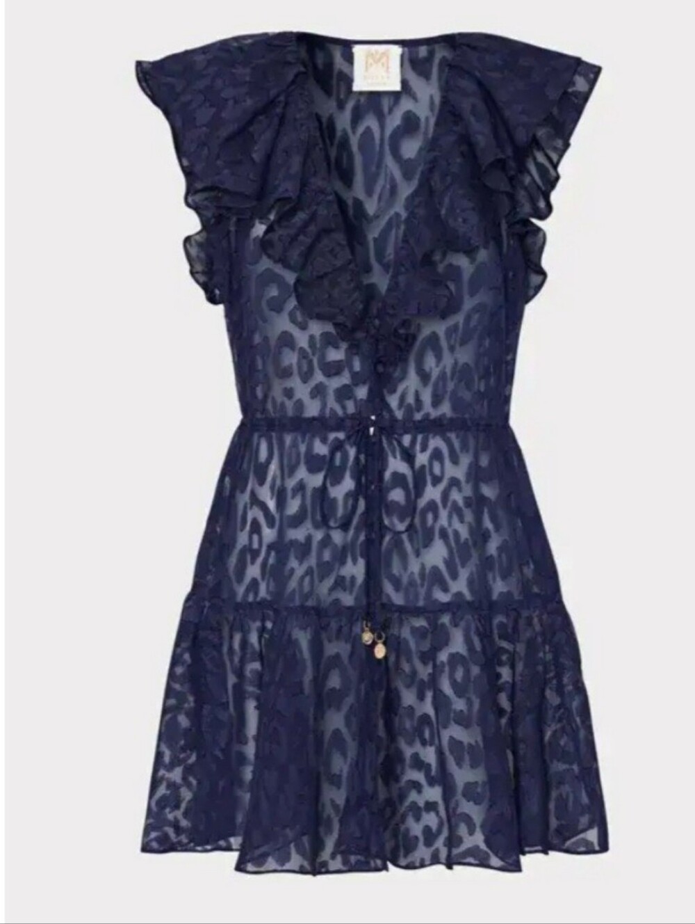 Milly Swim Cover-up Navy Leopard Semi-sheer Burn-out Style Milly CABANA.